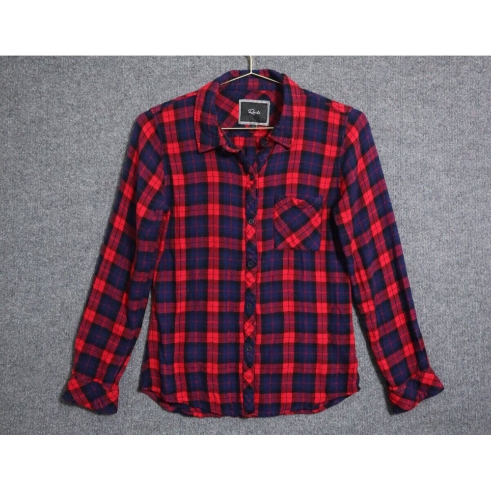 Rails Shirt Women Small Red Plaid Flannel Long Sleeve Collared Button Down EUC